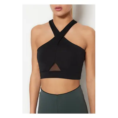 Trendyol Black Supported/Shaping Tulle Detailed Knitted Sports Bra