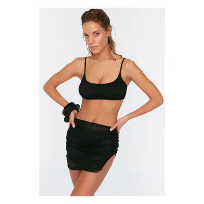 Trendyol Black Mini Knitted Pleated Mesh Pareo