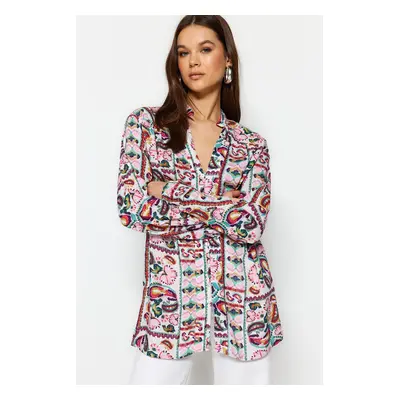 Trendyol Pink Woven Printed Shirt