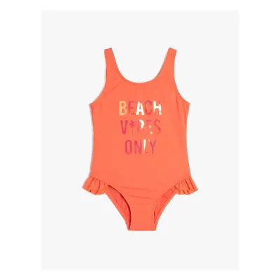 Koton Swimsuit with Straps, Frill Detailed Printed