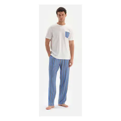 Dagi Ecru Crew Neck Short Sleeved Six Woven Pajamas Set