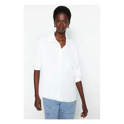 Trendyol Ecru Basic Woven Cotton Shirt