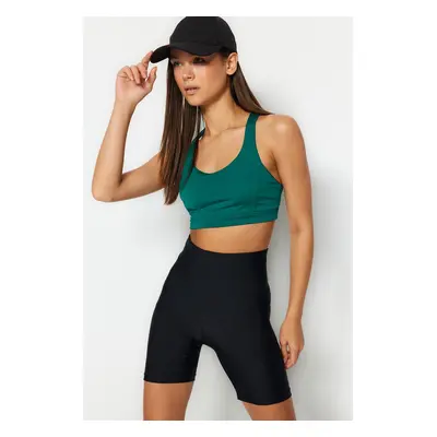 Trendyol Dark Green Supported/Styling Back Cross String Strap Knitted Sports Bra