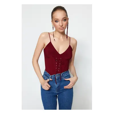 Trendyol Claret Red Snap-on Knitted Bodysuit