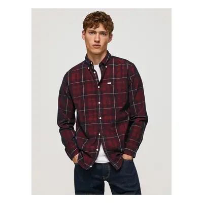 Burgundy Men's Plaid Shirt Pepe Jeans Freshfield - Men's