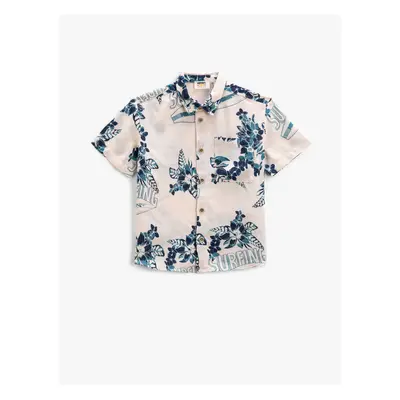 Koton Short Sleeve Shirt with Floral Single Pocket Detail