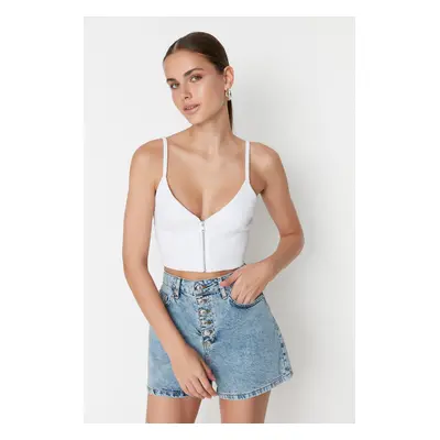 Trendyol Blue Front Buttoned Denim Shorts