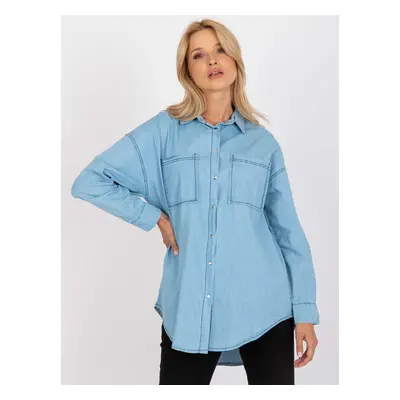 Light blue classic shirt made of cotton RUE PARIS