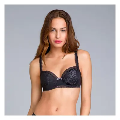 PLAYTEX UNDERWIRE BALCONNETTE BRA - Women's lace bra with bones (balconetka) - black