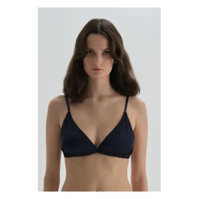 Dagi Navy Blue Wireless Capless Satin Bra