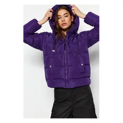 Trendyol Purple Oversize kapucnis vízlepergető puffer kabát