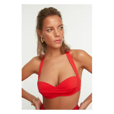 Trendyol Red Underwire draped Bikini felső