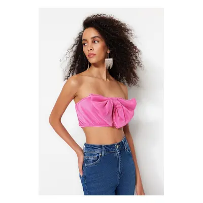 Trendyol Pink Crop Knitted Textured Bustier