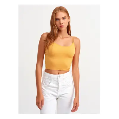 Dilvin Women's Orange Elastic Crop Top - orange