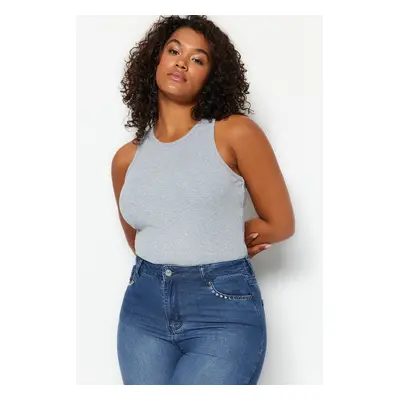 Trendyol Curve Gray Melange Halter Neck Basic Knitted Undershirt