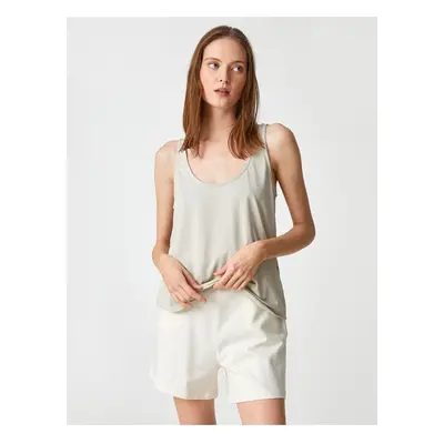 Koton Pajama Tops Round Neck Sleeveless Modal Blend