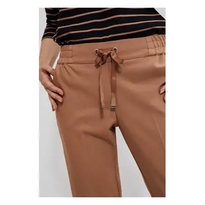 Trousers with tie - beige