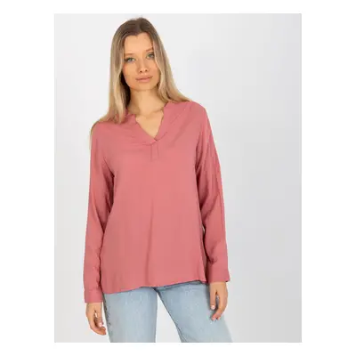 Dusty pink plain blouse with SUBLEVEL neckline