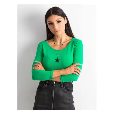 Basic cotton blouse in green color