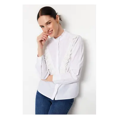 Trendyol White Lace Cotton Woven Shirt