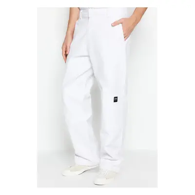 Trendyol Limited Edition White Premium Loose Fit Label Detailed Trousers