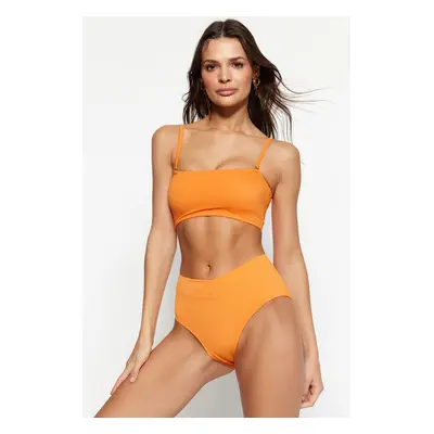 Trendyol Orange V-Cut texturált magas derekú normál lábú bikini alsó