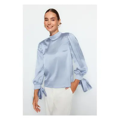 Trendyol Light Blue Tie Detailed Woven Blouse