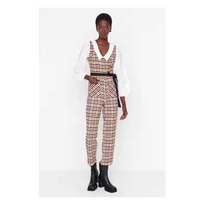 Trendyol Multicolored Belted Collar Detailed Woven Jumpsuit