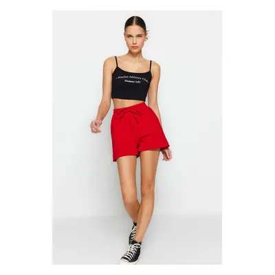 Trendyol Red Pocket Detailed High Waist Knitted Shorts