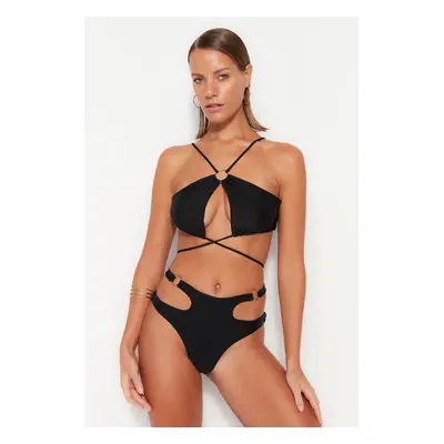 Trendyol Black Halter nyak kiegészítő bikini felső