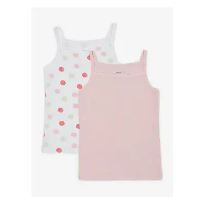 Set of two girly tank tops in white and pink name it Dot