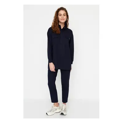 Trendyol Navy Blue Pocket Detailed Knitted Tracksuit Set