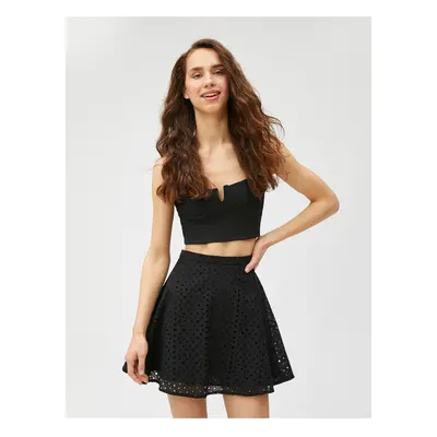 Koton Mini Skirt Scalloped Flounce Lined