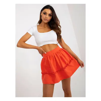 Orange flared mini sweatshirt skirt