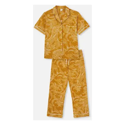 Dagi Mustard Meter Printed Shirt Collar Plus Size Pajama Set