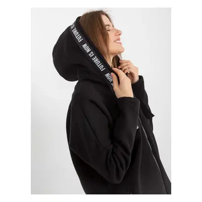 Black sweatshirt with zipper hood