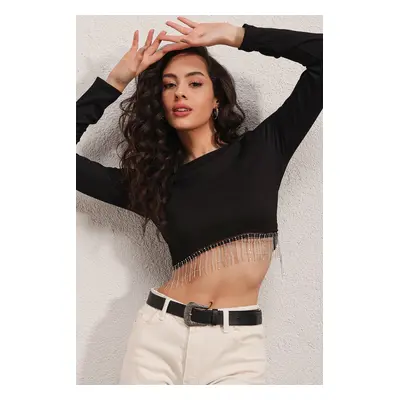 Bigdart Crop Chain Blouse - Black