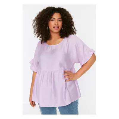 Trendyol Curve Lilac Knitted Ruffle Blouse