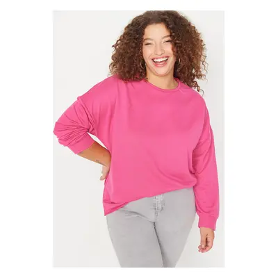 Trendyol Curve Fuchsia Crew Neck Thin Knitted Sweatshirt