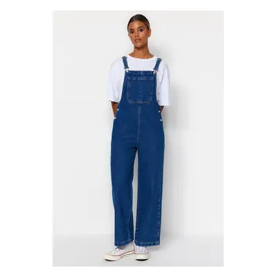 Trendyol Dark Blue Denim Overalls Jumpsuit