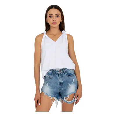 Plain white basic top with tie-down straps RUE PARIS