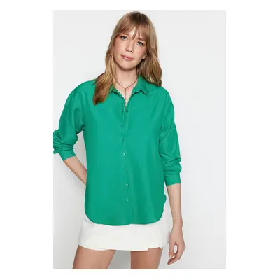 Trendyol Green Loose Fit Woven Cotton Shirt