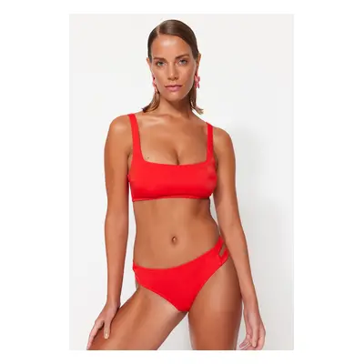 Trendyol Red kivágott / ablakos normál lábú bikini alsó