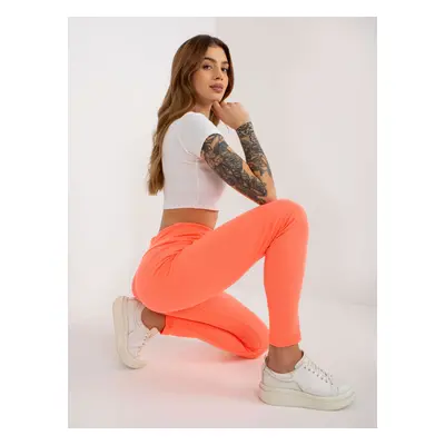 Basic fluo orange ribbed leggings with high waist