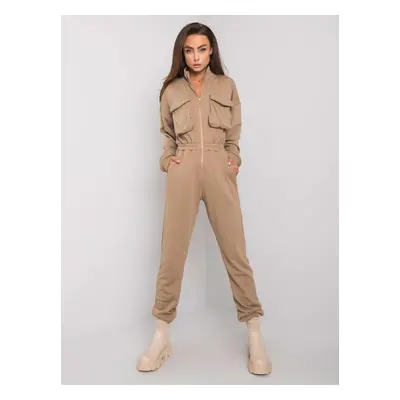 Dark beige cotton jumpsuit