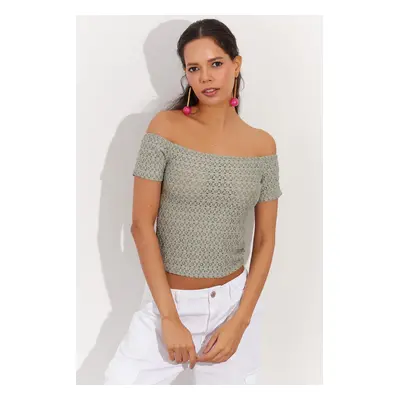 Cool & Sexy Women's Mint Scalloped Crop Top