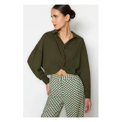 Trendyol Khaki Crop Woven Blouse