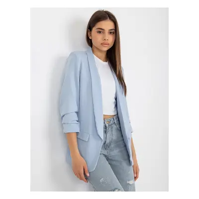 Women's light blue blazer with open neckline from the brand Adela