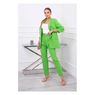 Elegant set of jacket and trousers light green color