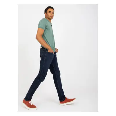 Dark blue men's denim pants slim fit